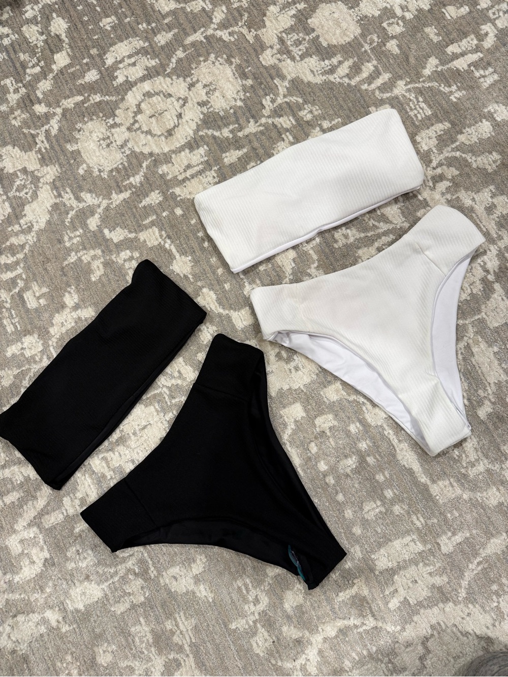 2 NWOT medium bikinis - Ribbed bandaeu swim Sets - Black & White